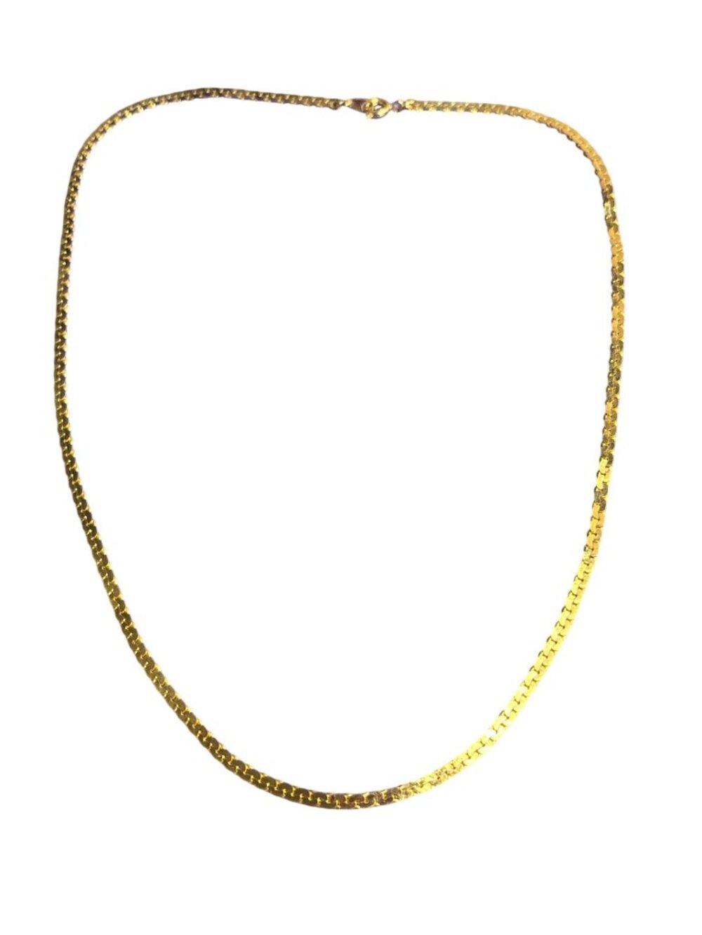 Vintage Goldtone Flat Chain Necklace Spring Ring Clasp 17 inches Long